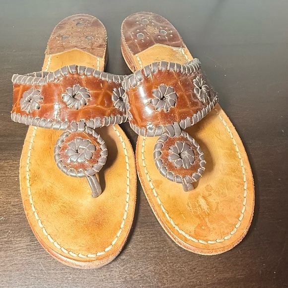 Jack Rogers Brown Leather Sandals - Picture 1 of 6